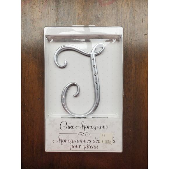 Letter T Wedding Cake Topper | Silver with Rhinestones | Lillian Rose - Picture 1 of 5
